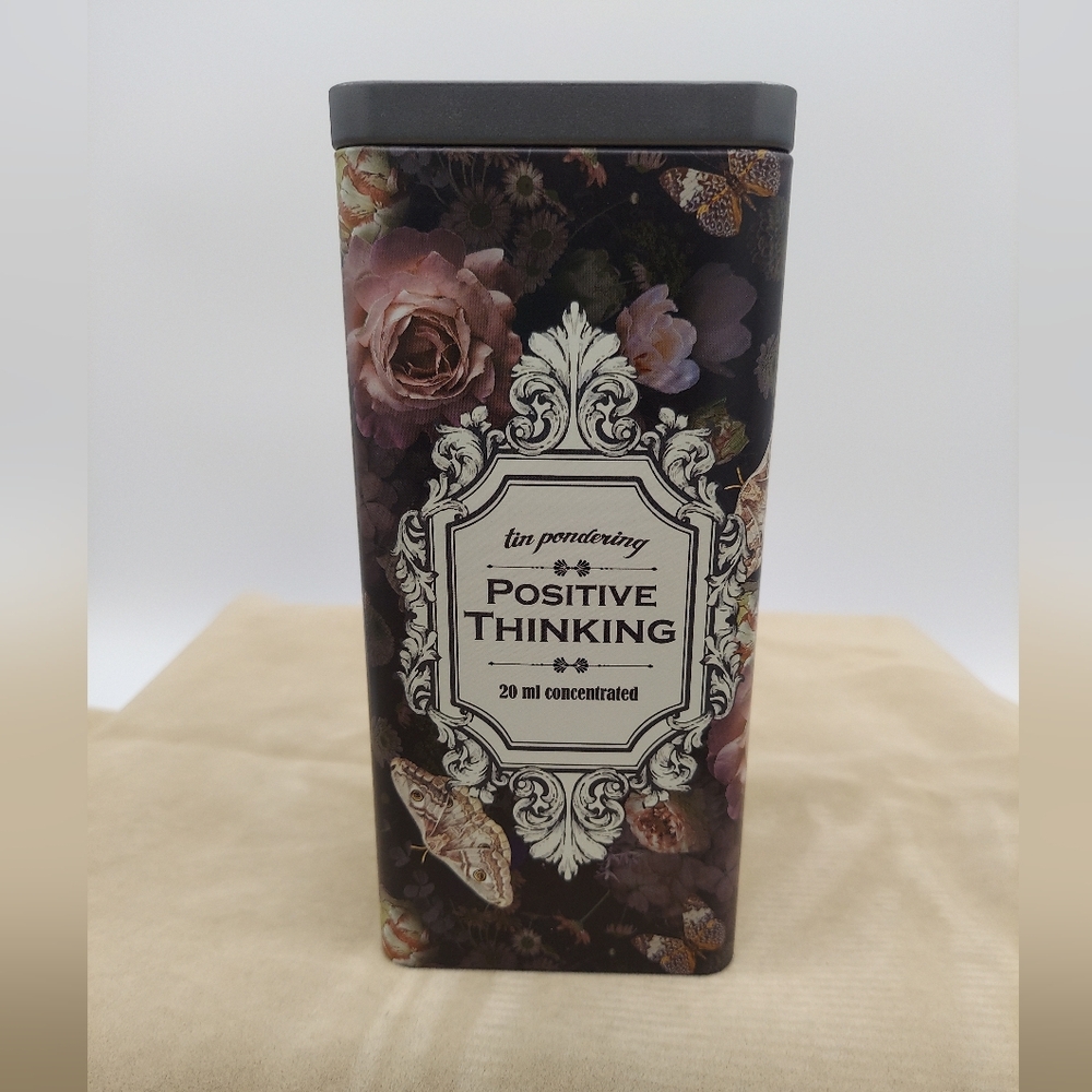 Tin Pondering Positive Thinking Romantic Roses Moth Pattern Victorian